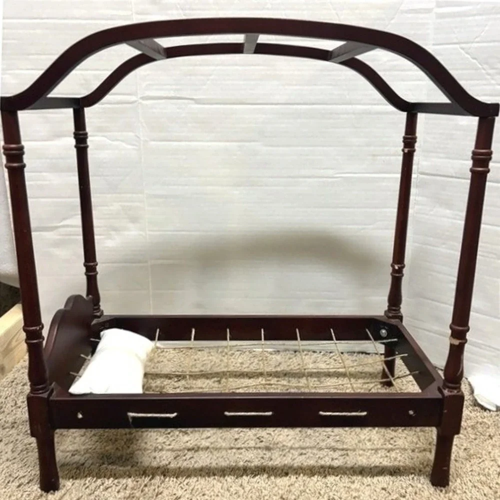 American Girl Doll Caroline's Bed‎ Historical 4 Poster Canopy 2012 Wood Retired